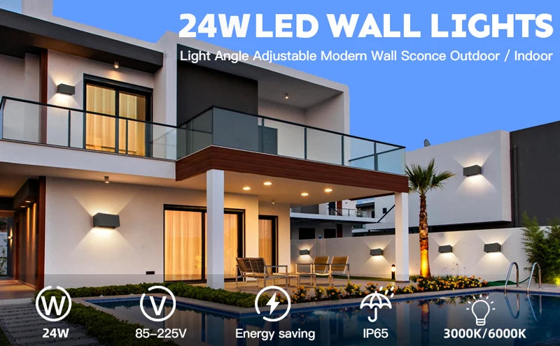 Aluminum Led Outdoor Wall Light Waterproof Porch Garden Lights Indoor Wall Lamp Decor Bedroom Living Room Corridor Stairs Lamps
