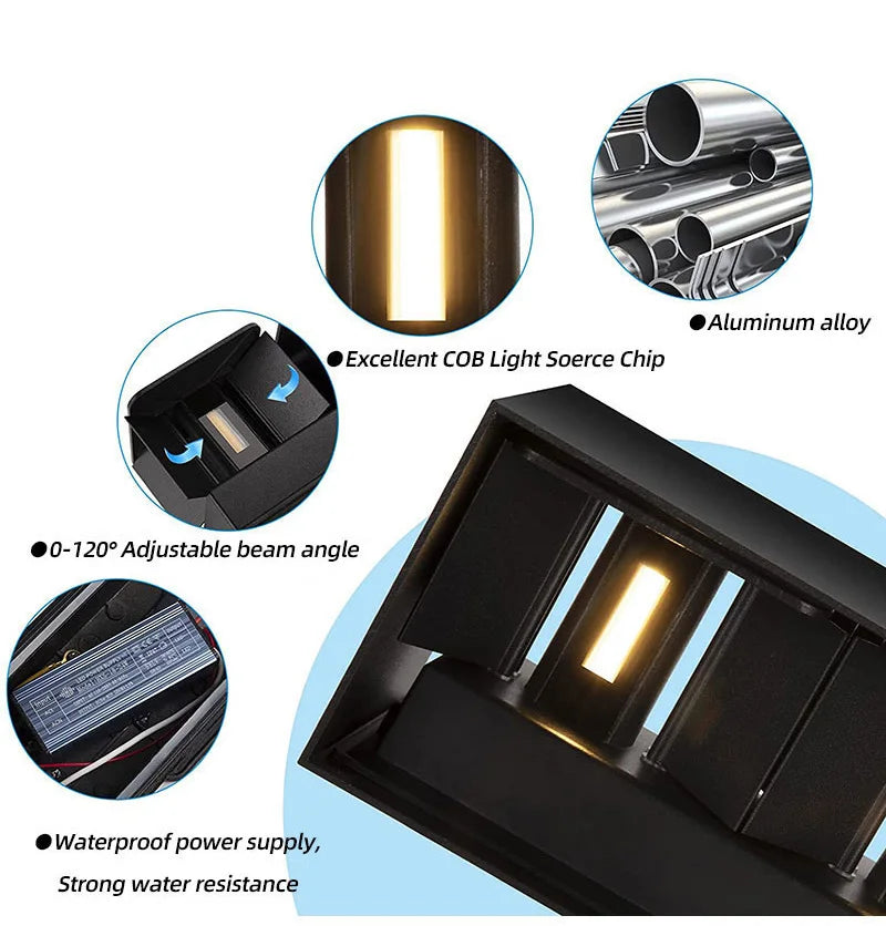 Aluminum Led Outdoor Wall Light Waterproof Porch Garden Lights Indoor Wall Lamp Decor Bedroom Living Room Corridor Stairs Lamps