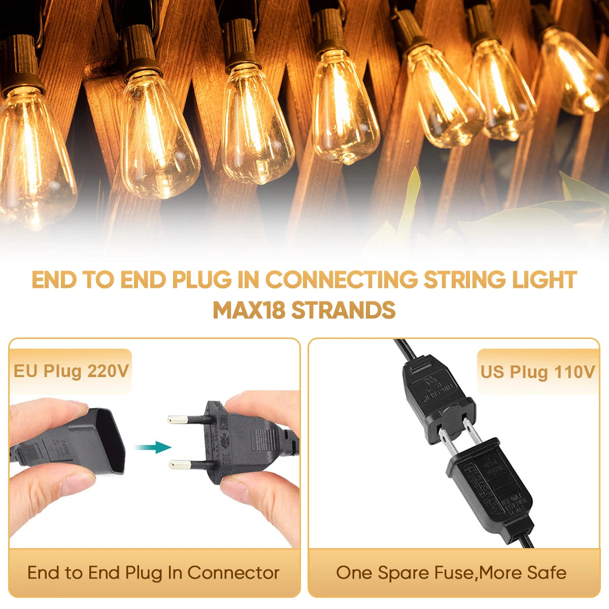 Connectable Shatterproof Waterproof Plastic LED Bulb Dimmable Patio Garden Decor Fairy Lighst