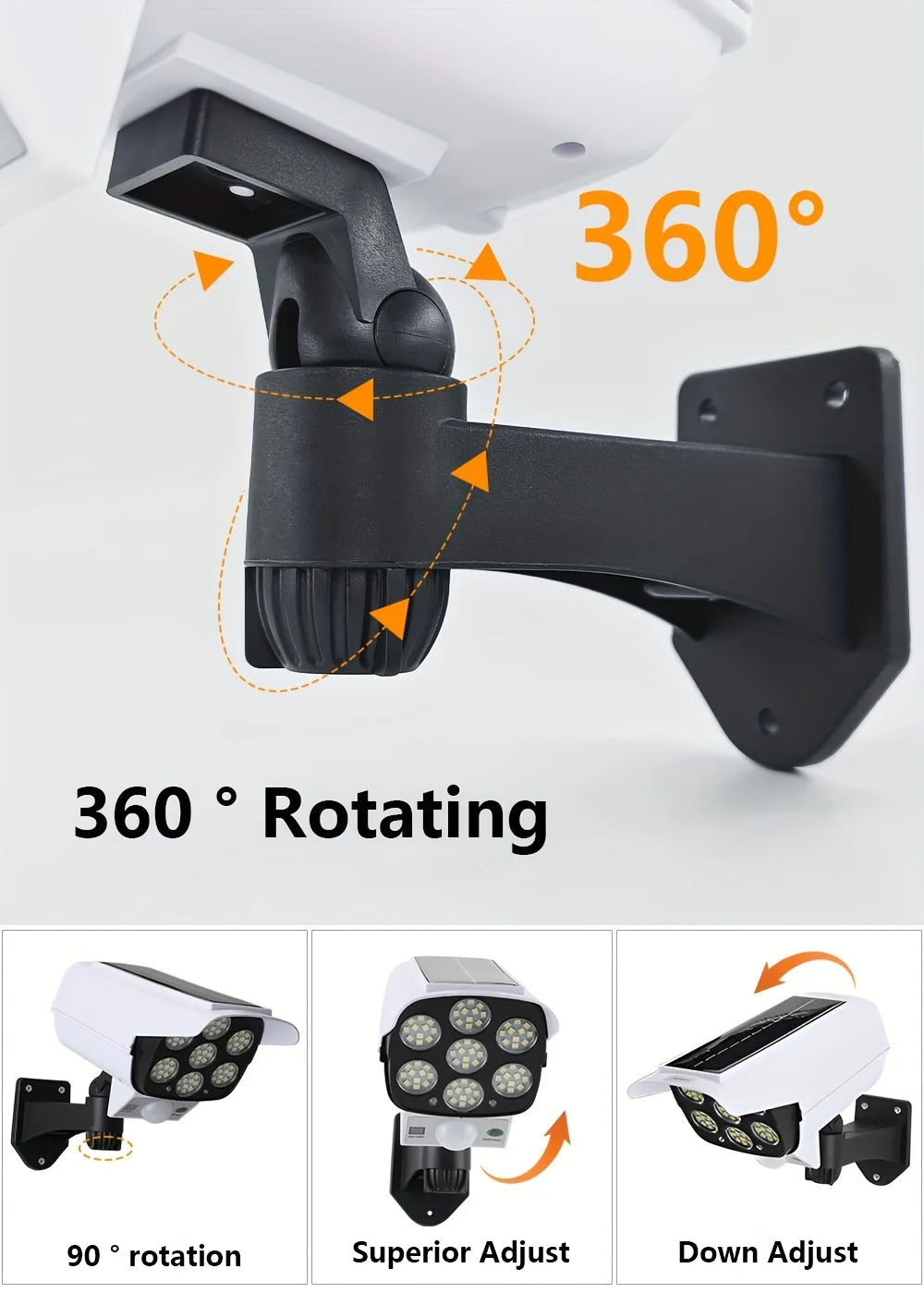 Outdoor Motion Sensor Solar Lights 2000 Lumen 77 LED With Remote Controller Fake Security Camera Monitoring Induction Wall Lamps