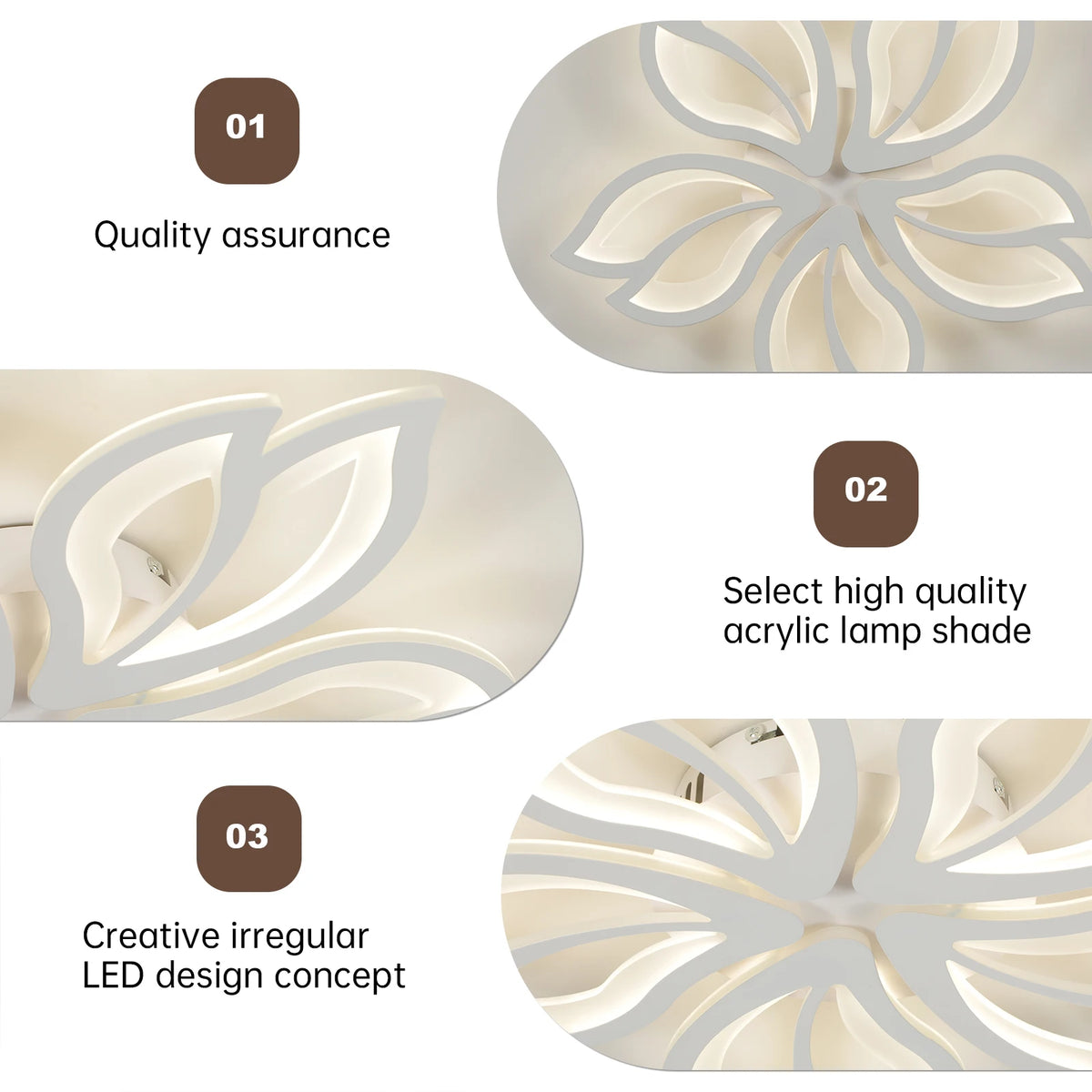 LED Ceiling Light Fixture, Modern Leaves Ceiling Lamp Flush Mount Ceiling for Living Room Study Room Dining Room Bedroom