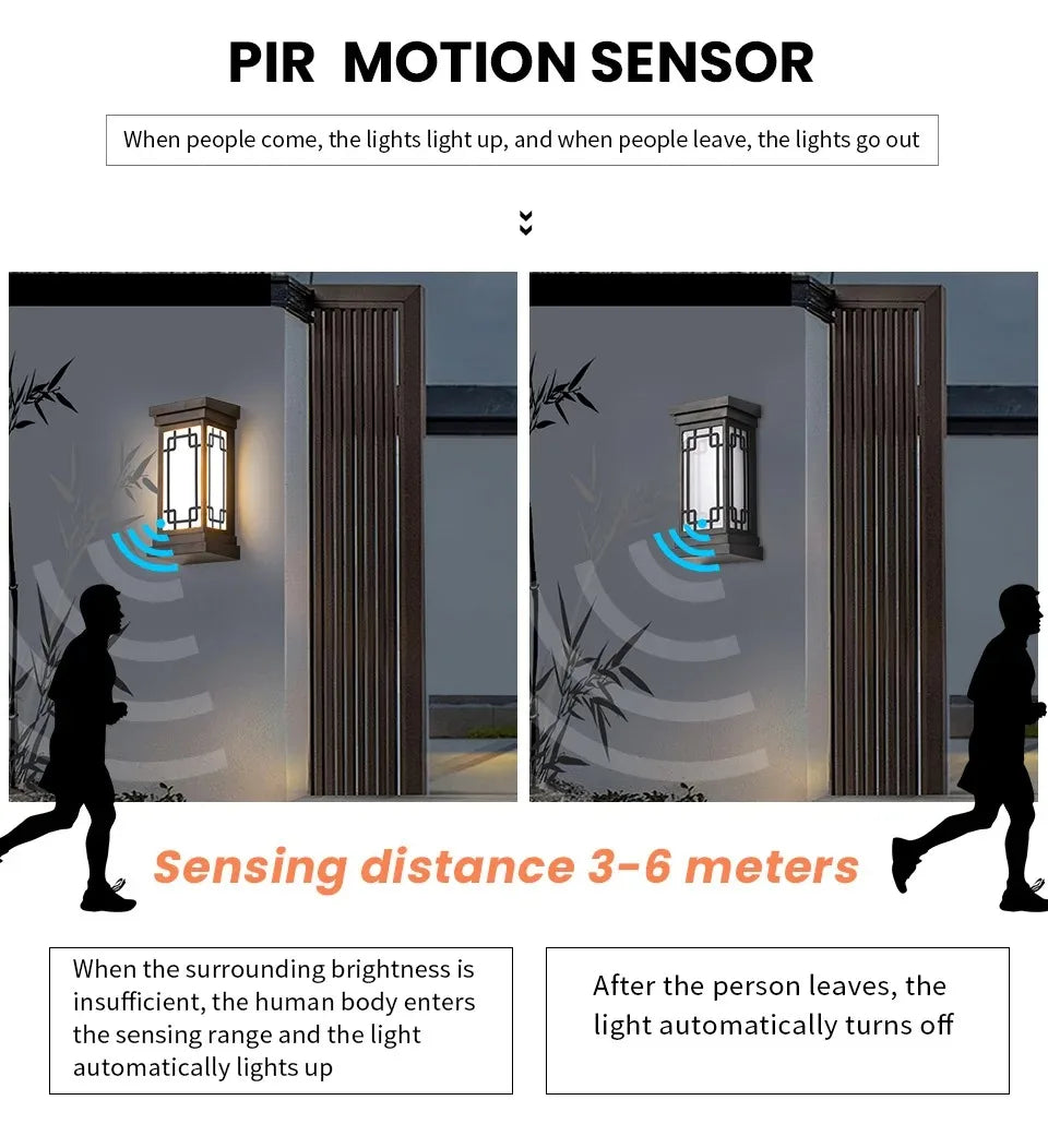 Motion Sensor LED Wall Light 16W Indoor&Outdoor Waterproof IP66 Porch Wall Lamp Home Sconce Decoration Lighting