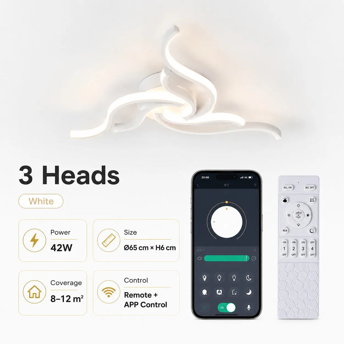 LED Ceiling Light Modern Nordic Lamp 110V 220V APP Remote Control 3 Colors Dimmable