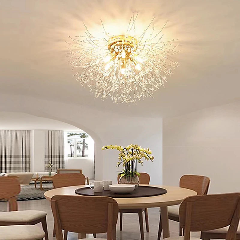 LED Ceiling Lights Dandelion Crystal Pendant Lamps Modern Indoor Ceiling Chandeliers Home Hotel Decorative Lighting Luminaire