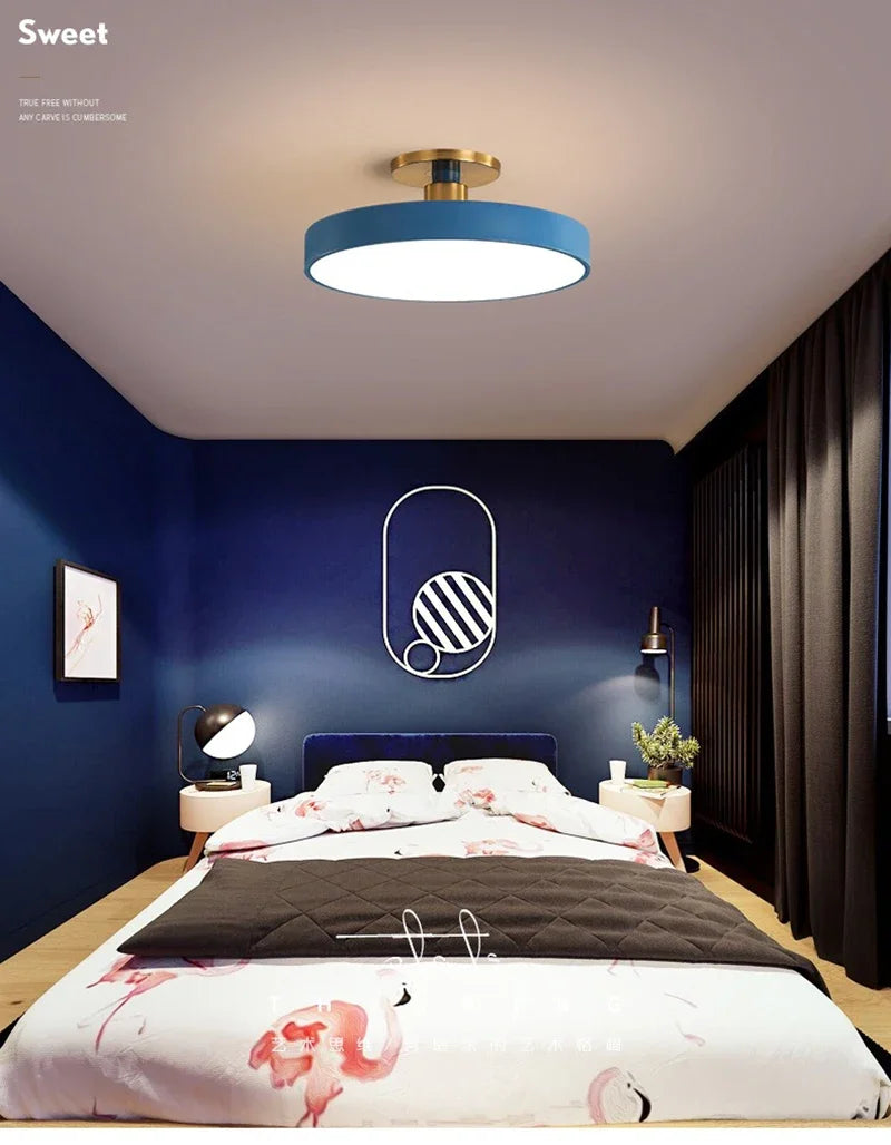 Modern LED Ceiling Light Nordic Macaron Circular Pendant Light Children's Room Dining Room Study Room Interior Decoration Light