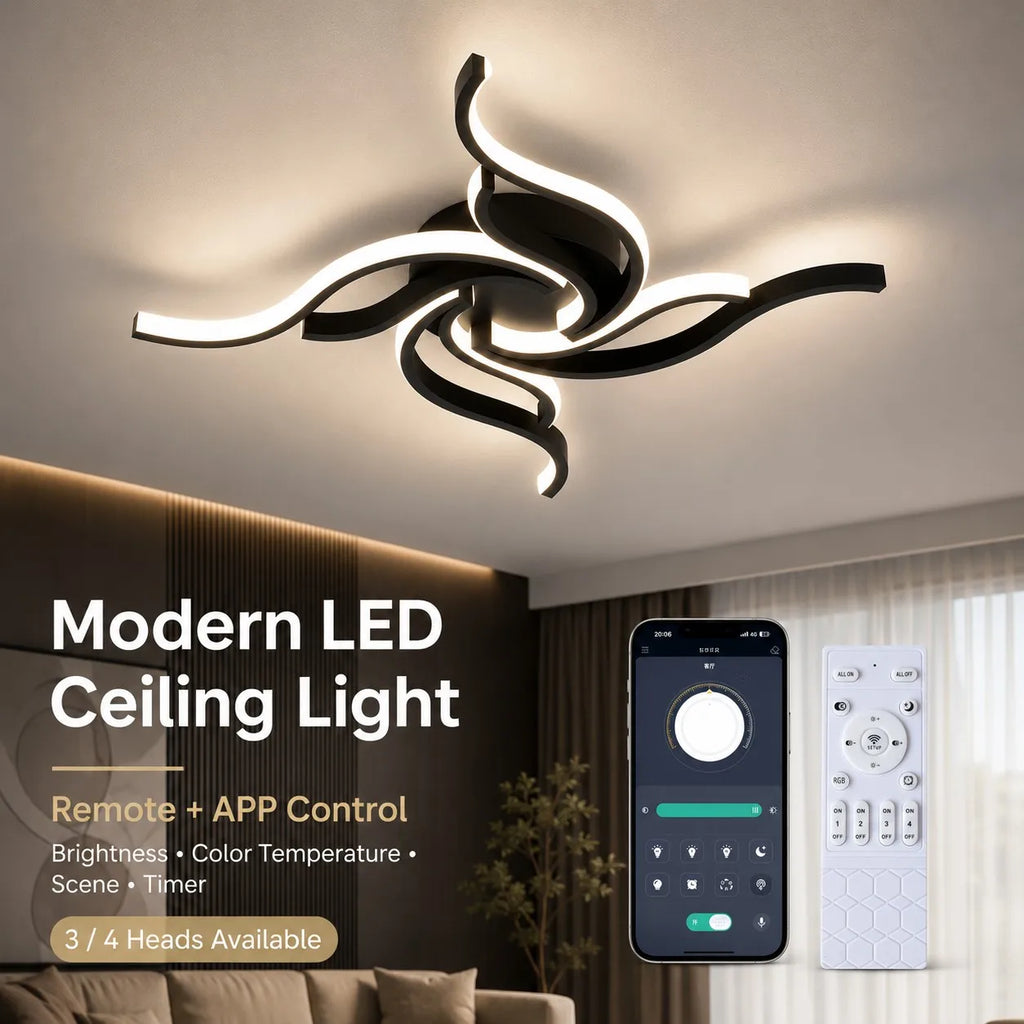 LED Ceiling Light Modern Nordic Lamp 110V 220V APP Remote Control 3 Colors Dimmable