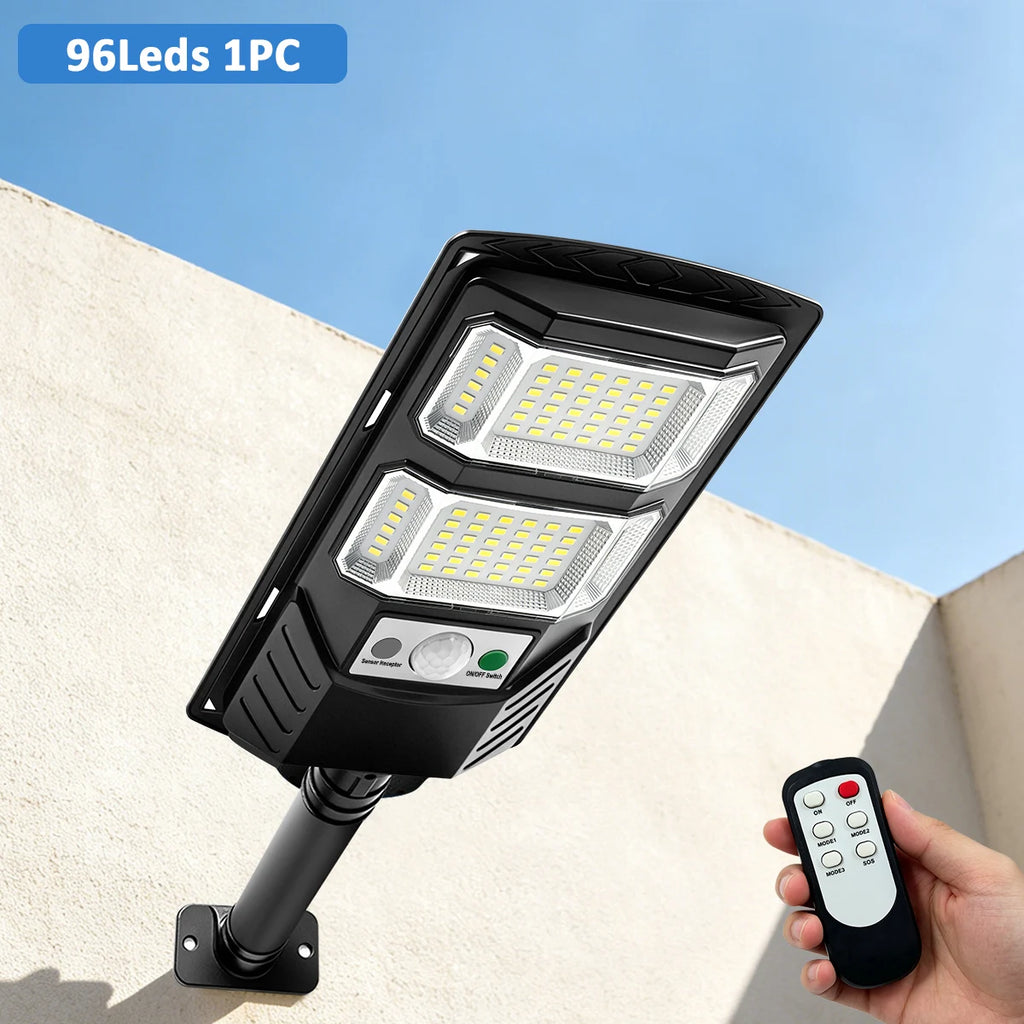 96/240LED Solar Lights Outdoor,IP65 Waterproof Street Lights Outdoor,3 Mode Motion Sensor Auto  Dusk to Dawn Solar Security