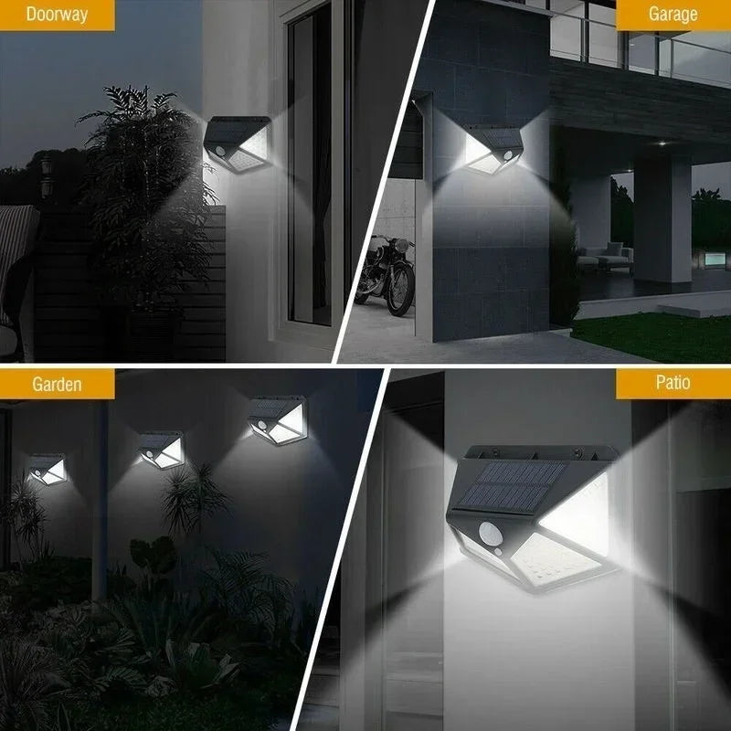 1/2/4Pcs 100 LED, Solar Wall Lights Outdoor Solar Lamp Motion Sensor Solar Powered Sunlight Street Light for Garden Night Light