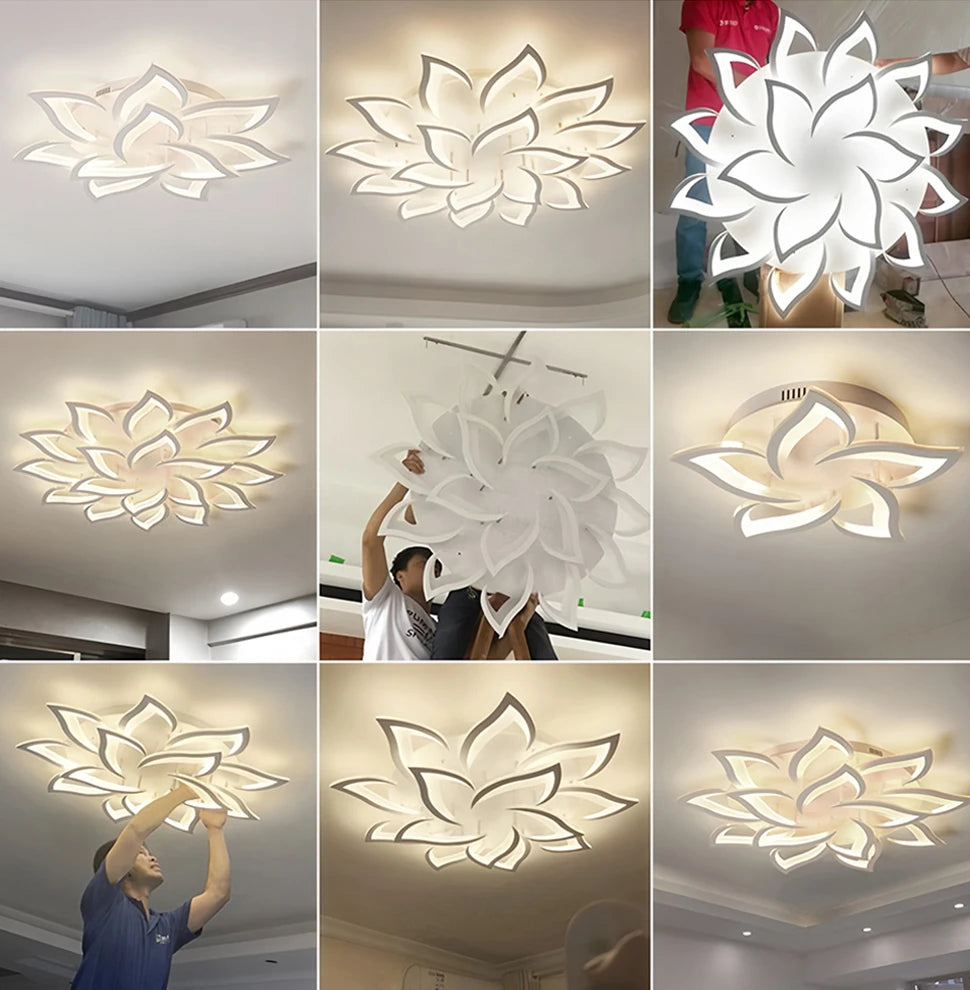 Nordic Ceiling Pendant Lamps Flowers Ceiling Chandeliers Living Room Restaurant Bedroom Decor Modern LED Ceiling Lights Fixture