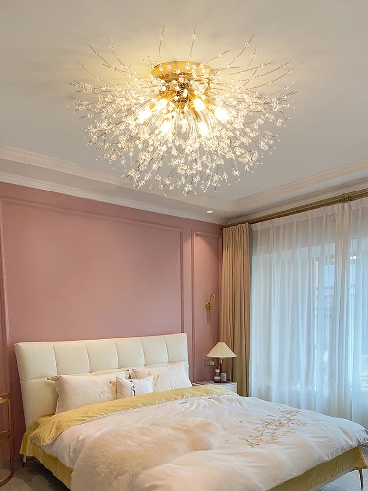 LED Ceiling Lights Dandelion Crystal Pendant Lamps Modern Indoor Ceiling Chandeliers Home Hotel Decorative Lighting Luminaire