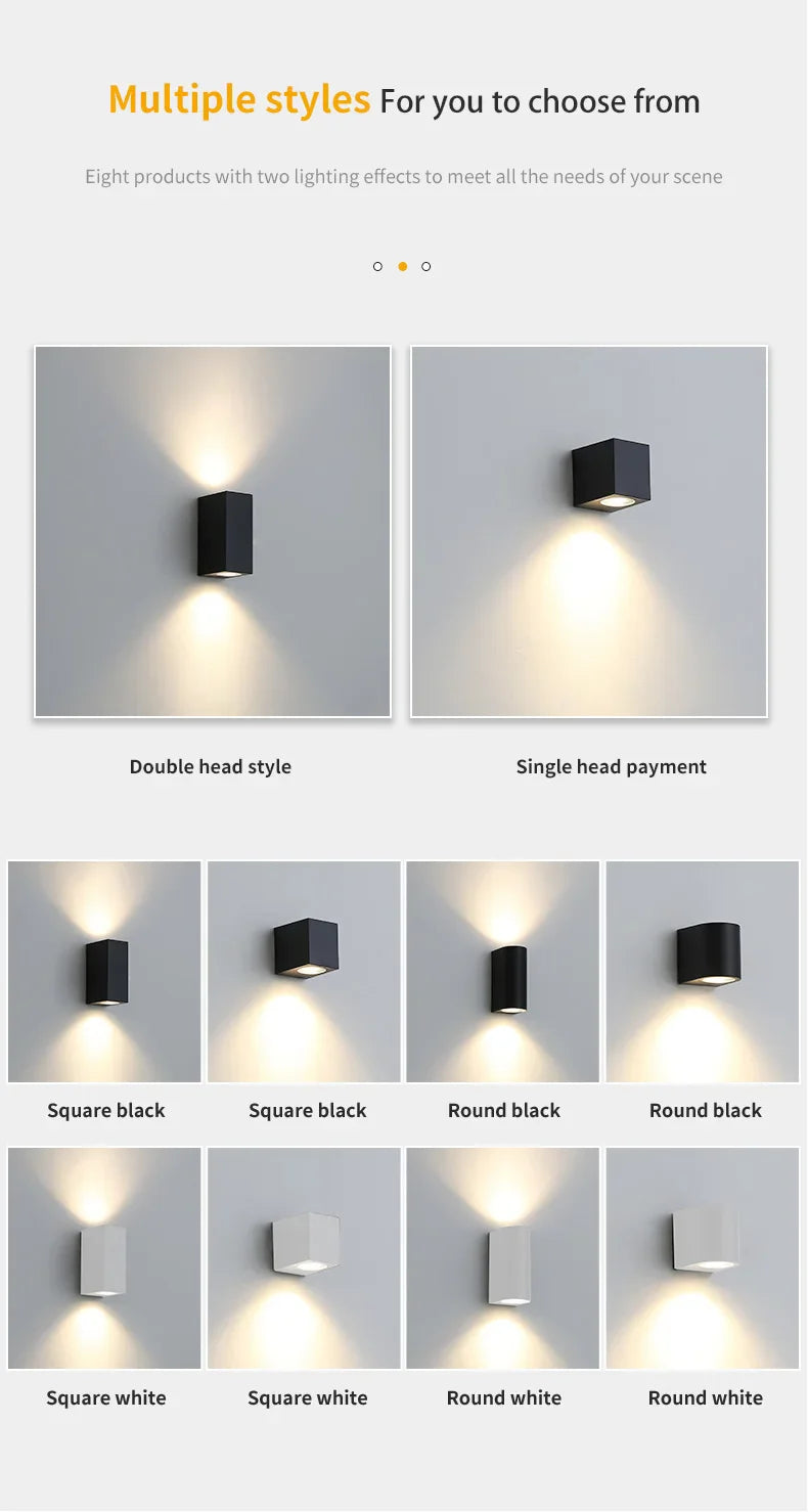 Led Wall Lamp Outdoor Waterproof IP65 Up Down GU10 AC110V 220V Lighting Garden Decoration Wall Lights for Indoor Lighting