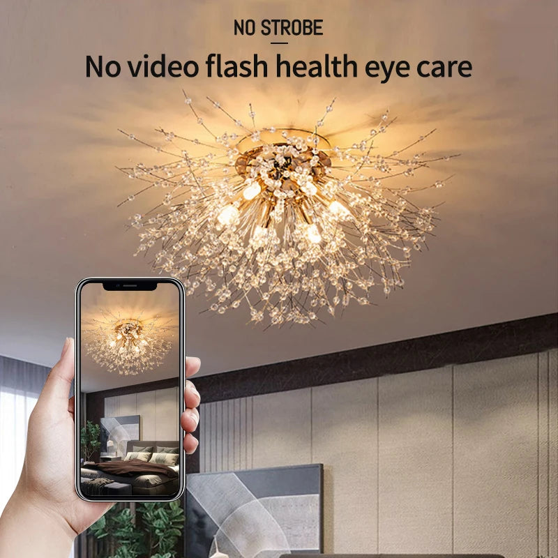 LED Ceiling Lights Dandelion Crystal Pendant Lamps Modern Indoor Ceiling Chandeliers Home Hotel Decorative Lighting Luminaire