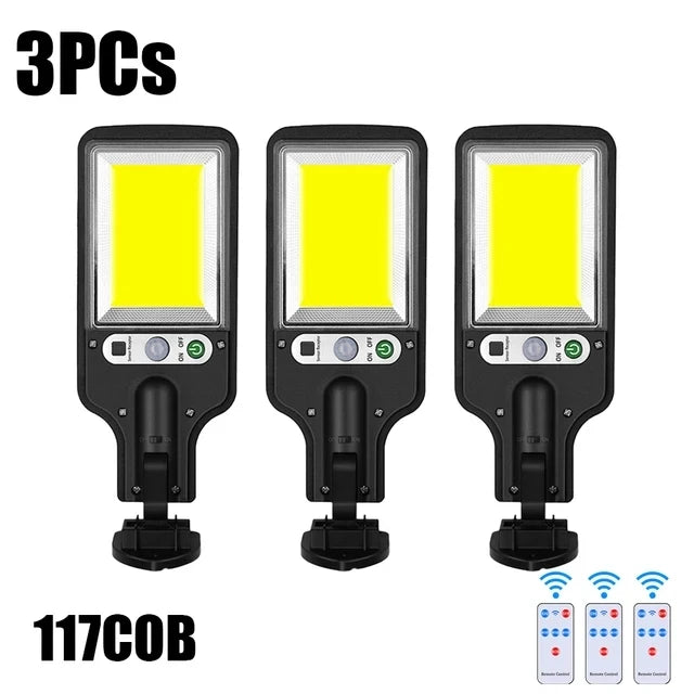 Solar Street Lights Outdoor,Solar Lamp With 3 Light Modes Waterproof Motion Sensor Security Lighting for Garden Patio Path Yard