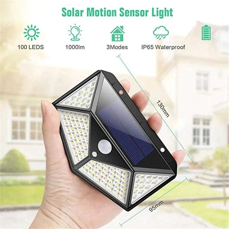 1/2/4Pcs 100 LED, Solar Wall Lights Outdoor Solar Lamp Motion Sensor Solar Powered Sunlight Street Light for Garden Night Light