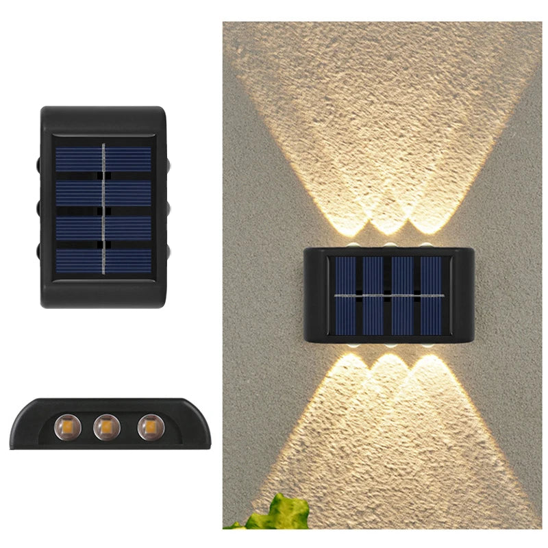 6LED Solar Lights, Outdoor Atmosphere Wall Lamp,Up And Down Light Control for Garden Yard Street Balcony-Terrace Camping Decor