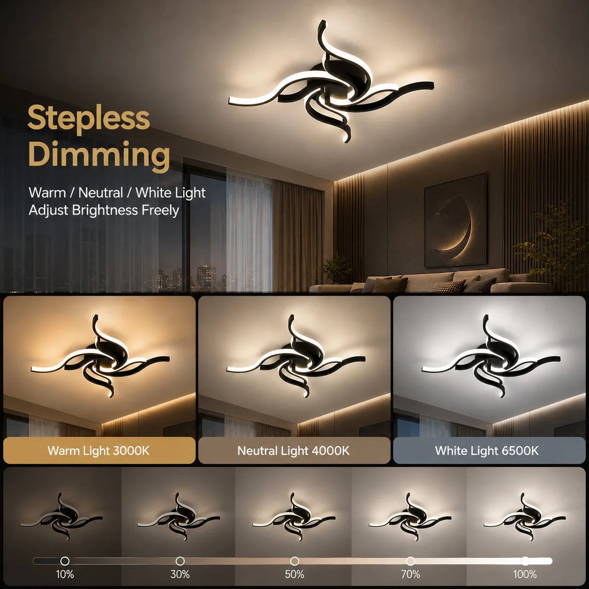 LED Ceiling Light Modern Nordic Lamp 110V 220V APP Remote Control 3 Colors Dimmable