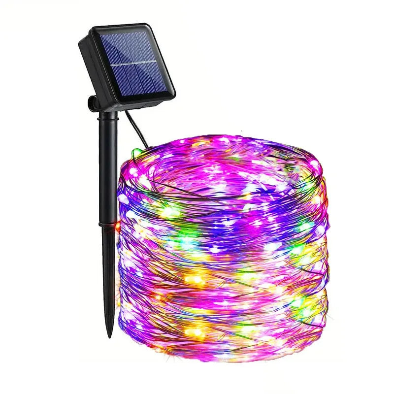 Lights Solar Gardenig,String Lights with 8 Modes Waterproof Wire Lights for Patio Yard Trees Christmas Party