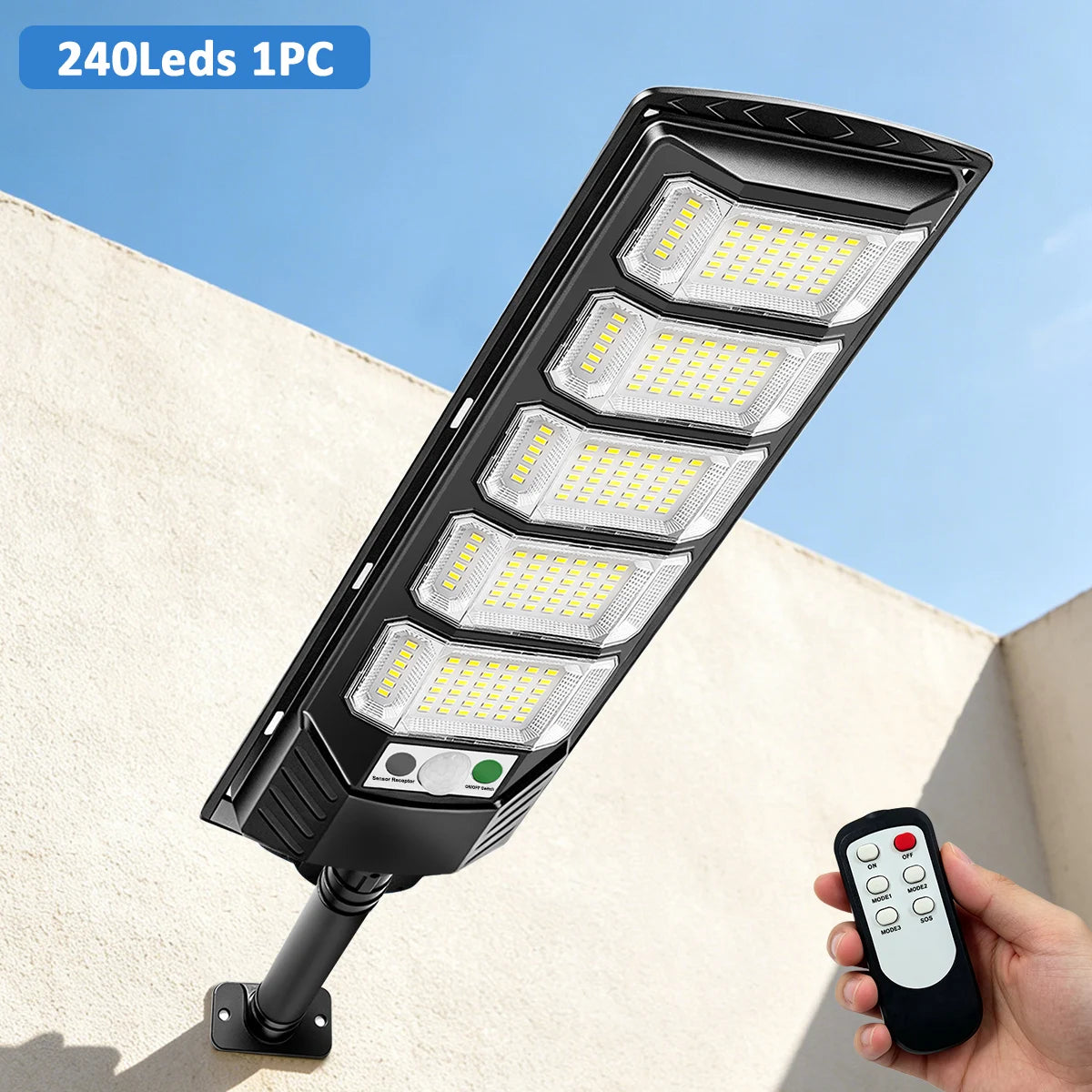 96/240LED Solar Lights Outdoor,IP65 Waterproof Street Lights Outdoor,3 Mode Motion Sensor Auto  Dusk to Dawn Solar Security