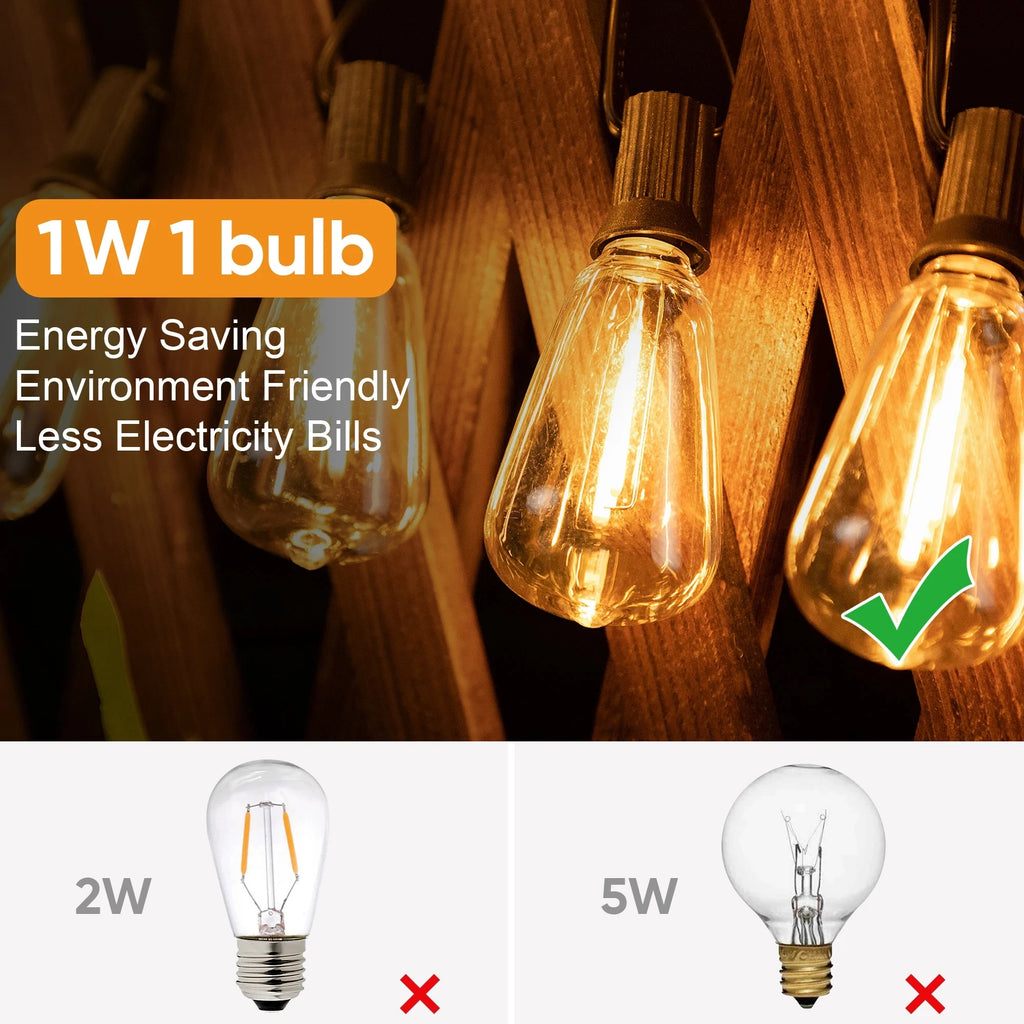 Connectable Shatterproof Waterproof Plastic LED Bulb Dimmable Patio Garden Decor Fairy Lighst