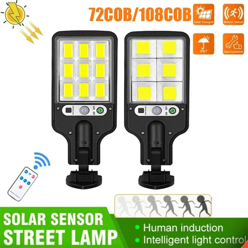 Powerful LED Solar Outdoor Led Courtyard Wall Lamp Rechargeable Human Body Induction Garden Terrace Garage Door Street Lighting