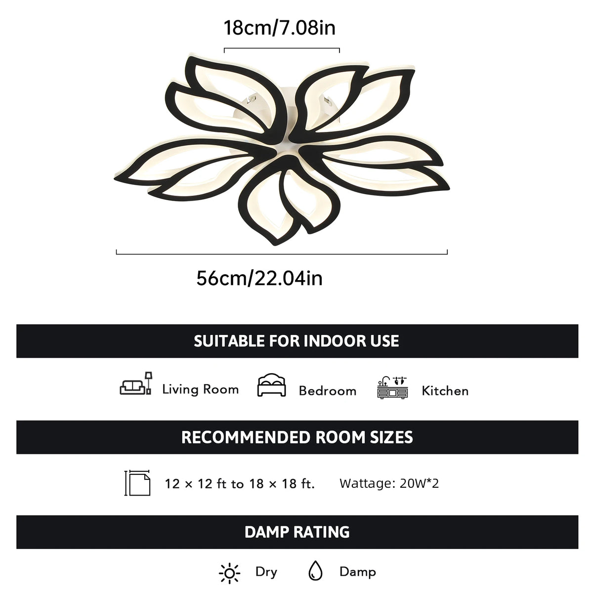 LED Ceiling Light Fixture, Modern Leaves Ceiling Lamp Flush Mount Ceiling for Living Room Study Room Dining Room Bedroom