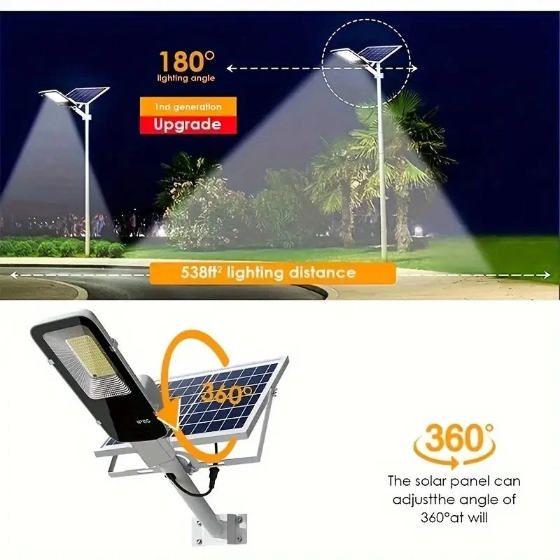 IP65 Waterproof 357 LED Solar Street Light with Motion Sensor, Dimmable, 16000sq.ft Lighting for Garden Yard Driveway Pathway