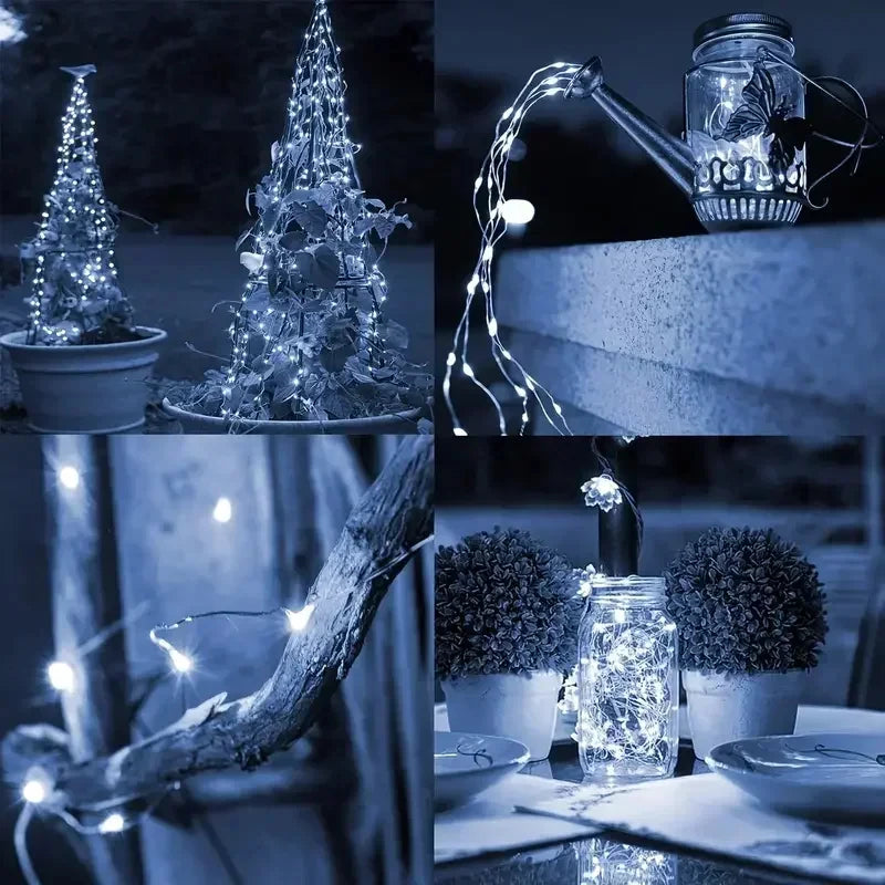 Lights Solar Gardenig,String Lights with 8 Modes Waterproof Wire Lights for Patio Yard Trees Christmas Party