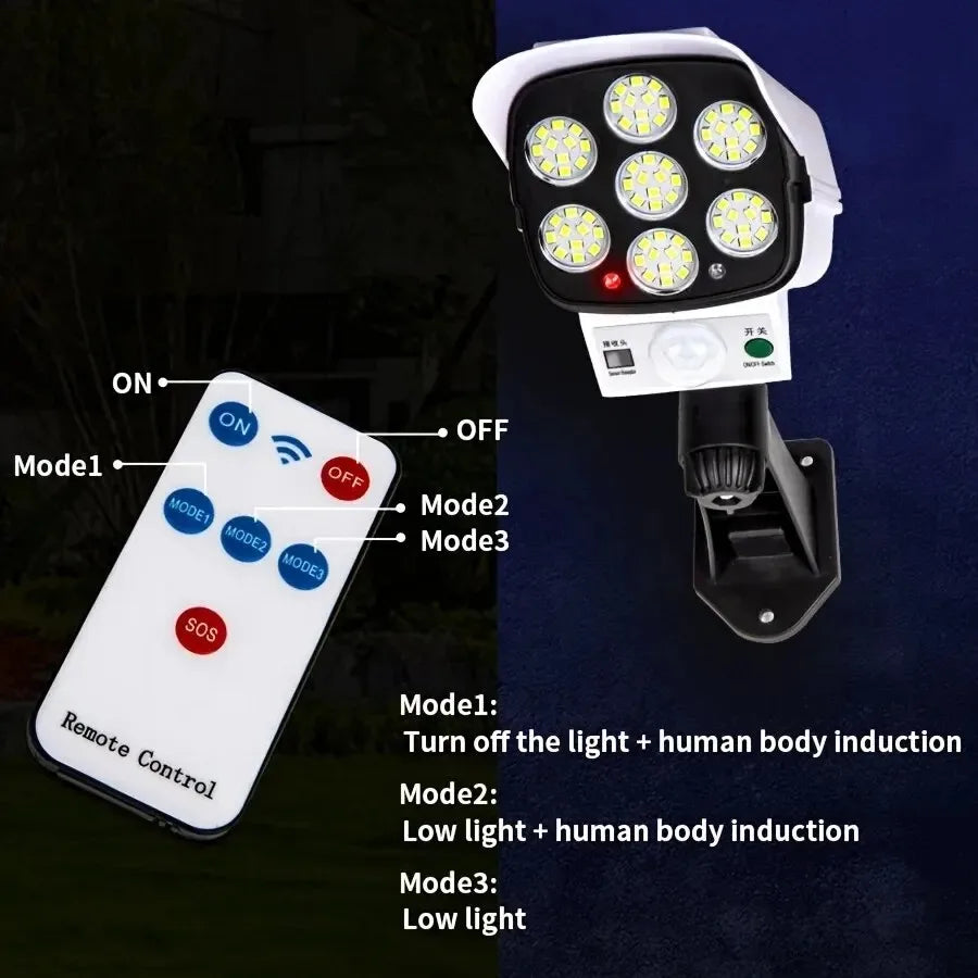 Outdoor Motion Sensor Solar Lights 77LED Solar Motion Sensor LED Light Outdoor Camera Porch Garden Wireless Security Floodlights