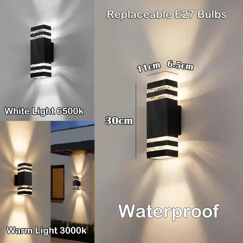 Outdoor LED Wall Lights E27 Up Down Exterior Wall Sconce IP65 Waterproof Led Sconce Lamp for Porch Front Door Garden Wall Lamp
