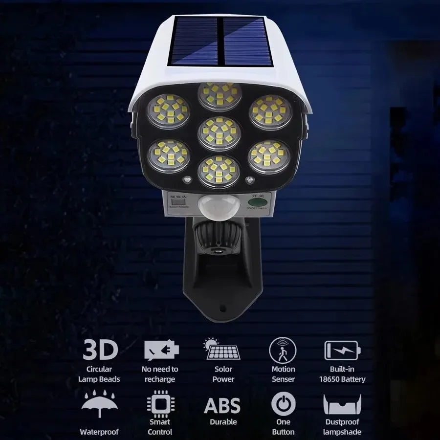 Outdoor Motion Sensor Solar Lights 77LED Solar Motion Sensor LED Light Outdoor Camera Porch Garden Wireless Security Floodlights
