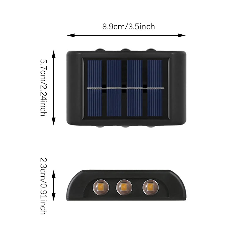 6LED Solar Lights, Outdoor Atmosphere Wall Lamp,Up And Down Light Control for Garden Yard Street Balcony-Terrace Camping Decor