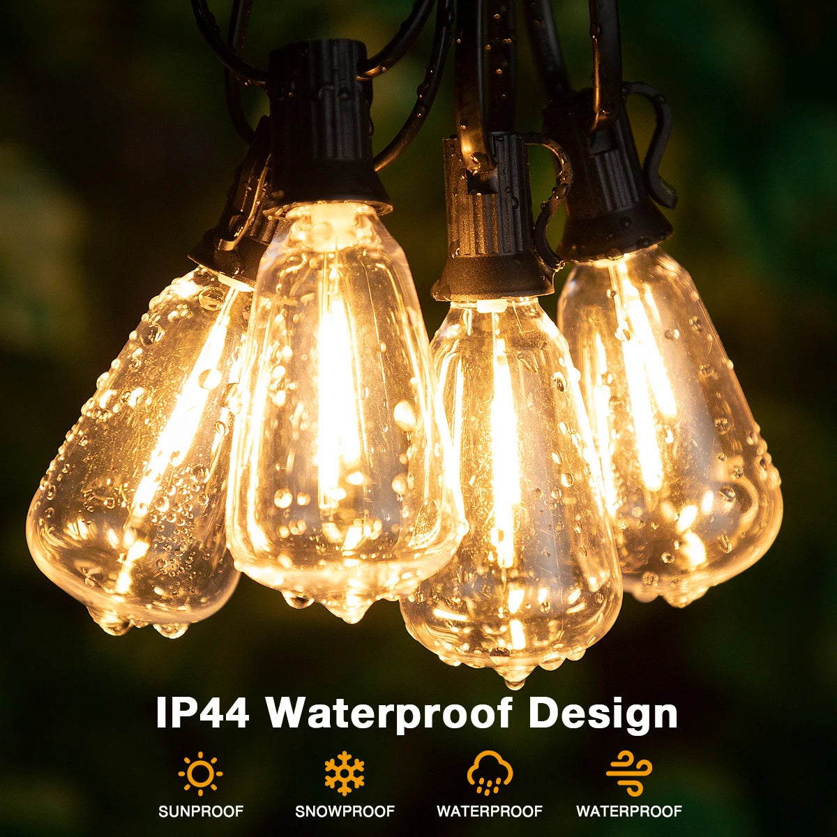 Connectable Shatterproof Waterproof Plastic LED Bulb Dimmable Patio Garden Decor Fairy Lighst