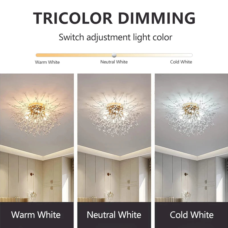 LED Ceiling Lights Dandelion Crystal Pendant Lamps Modern Indoor Ceiling Chandeliers Home Hotel Decorative Lighting Luminaire