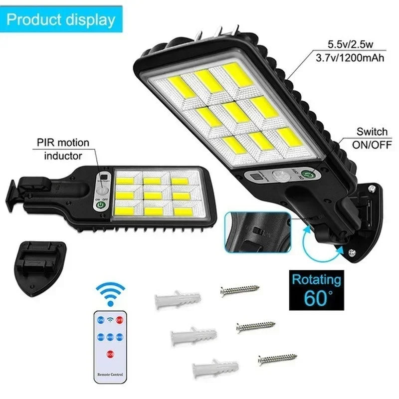 Solar Street Lights Outdoor,Solar Lamp With 3 Light Modes Waterproof Motion Sensor Security Lighting for Garden Patio Path Yard