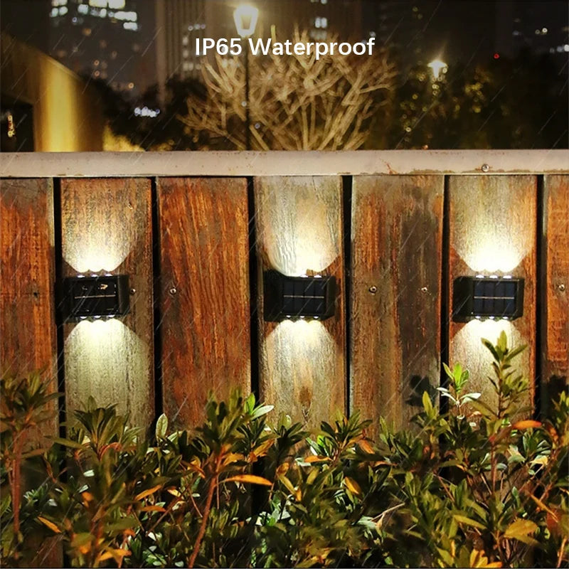 6LED Solar Lights, Outdoor Atmosphere Wall Lamp,Up And Down Light Control for Garden Yard Street Balcony-Terrace Camping Decor
