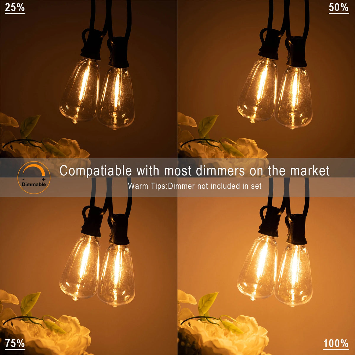 Connectable Shatterproof Waterproof Plastic LED Bulb Dimmable Patio Garden Decor Fairy Lighst