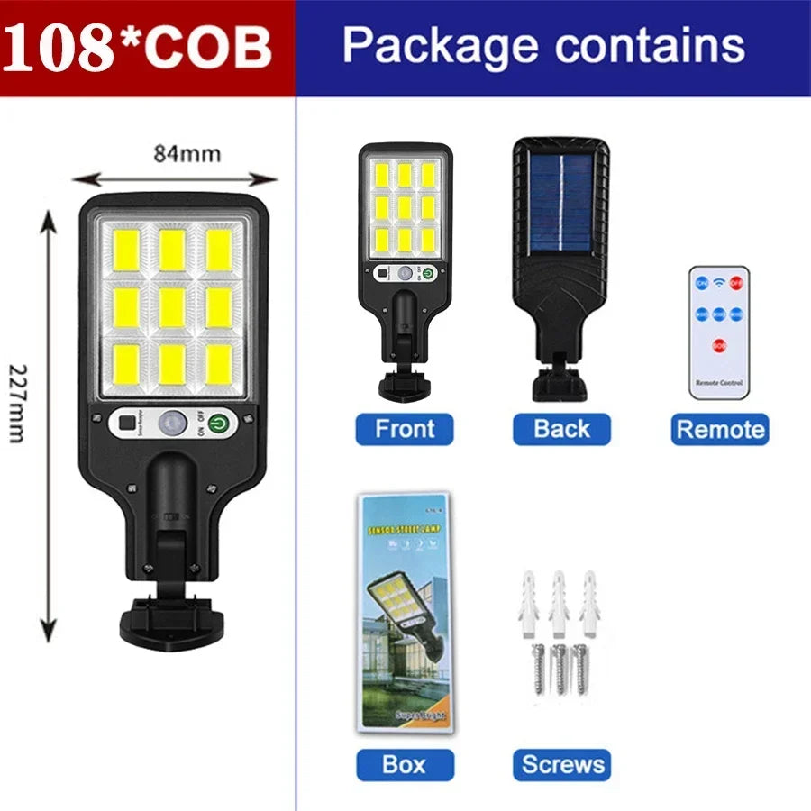 1/2/3/4PCS Solar Lights Outdoor- 3 Modes 200COB Waterproof Street Lamp Motion Sensor Security Lighting for Garden Patio Path Yard