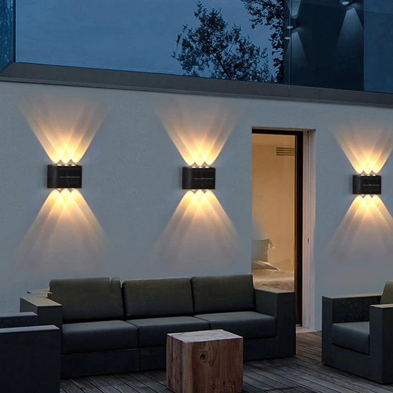 6LED Solar Lights, Outdoor Atmosphere Wall Lamp,Up And Down Light Control for Garden Yard Street Balcony-Terrace Camping Decor