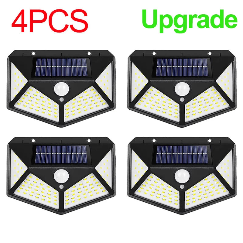1/2/4Pcs 100 LED, Solar Wall Lights Outdoor Solar Lamp Motion Sensor Solar Powered Sunlight Street Light for Garden Night Light
