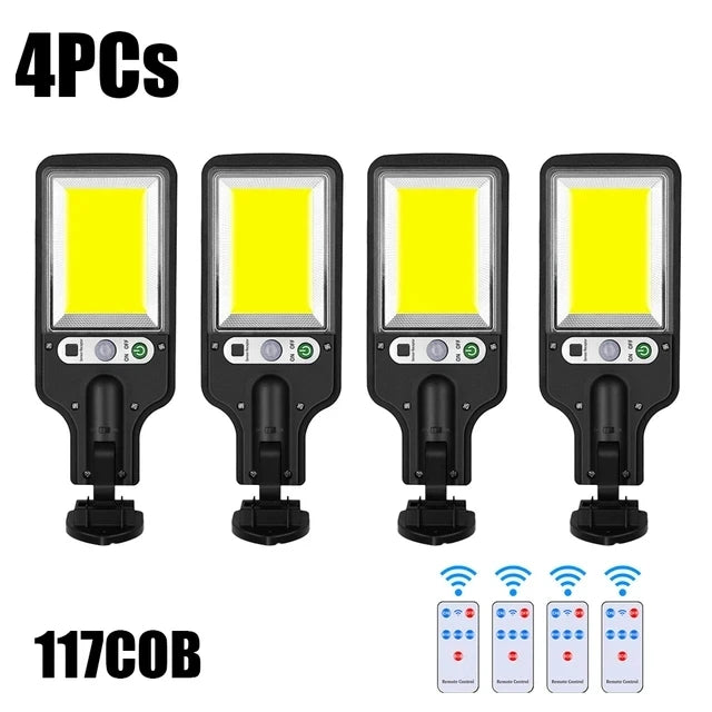 Solar Street Lights Outdoor,Solar Lamp With 3 Light Modes Waterproof Motion Sensor Security Lighting for Garden Patio Path Yard
