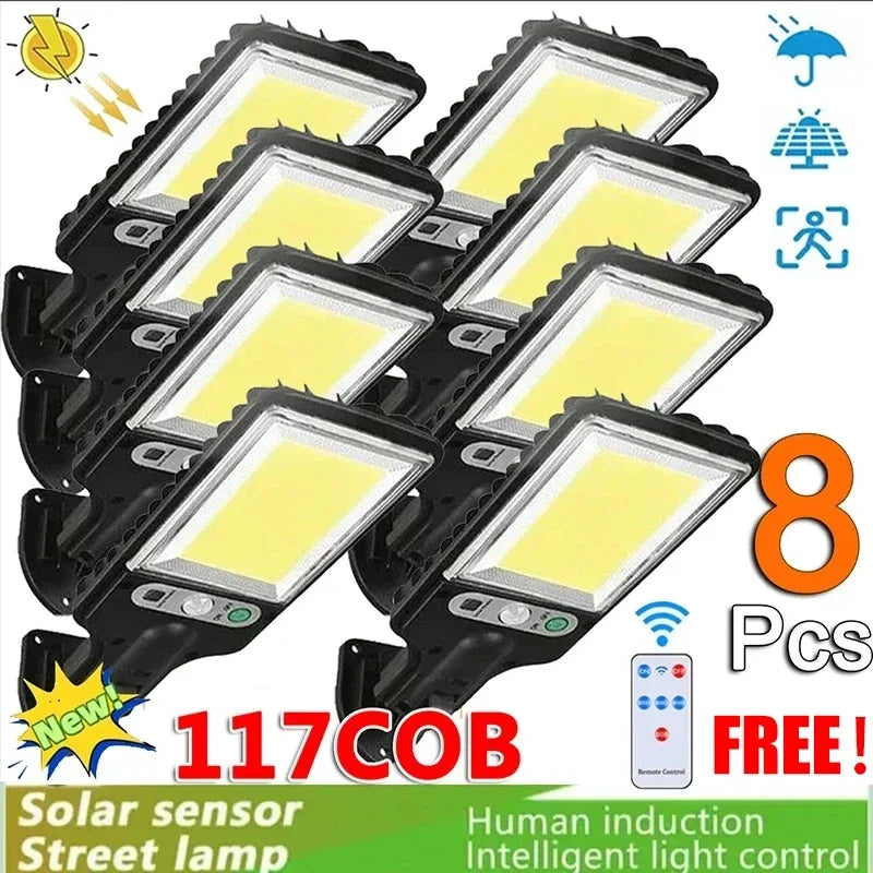 Solar Street Lights Outdoor,Solar Lamp With 3 Light Modes Waterproof Motion Sensor Security Lighting for Garden Patio Path Yard