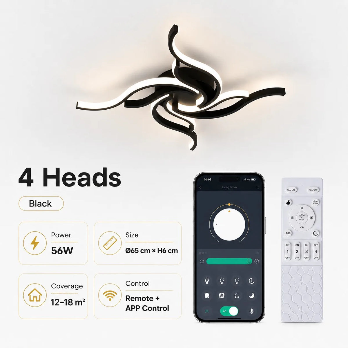 LED Ceiling Light Modern Nordic Lamp 110V 220V APP Remote Control 3 Colors Dimmable