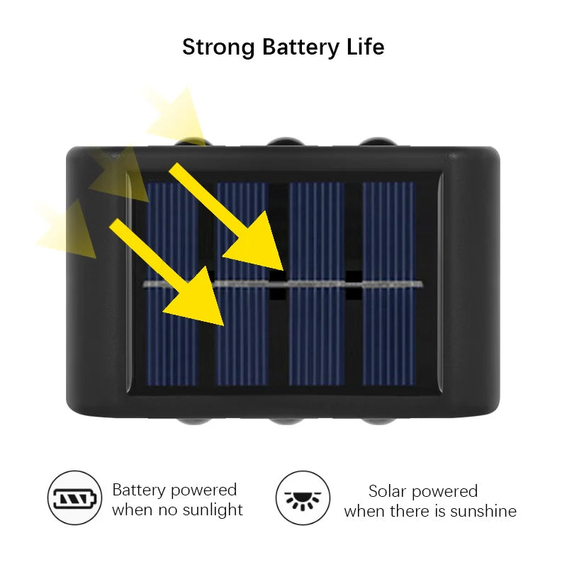 6LED Solar Lights, Outdoor Atmosphere Wall Lamp,Up And Down Light Control for Garden Yard Street Balcony-Terrace Camping Decor