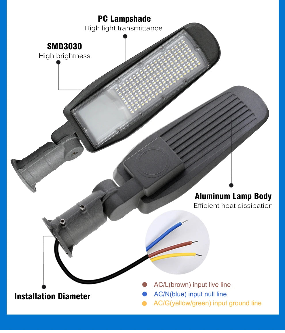 Waterproof Adjustable Lamp Arm LED Street Light for Outdoor