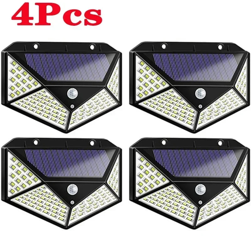 1/2/4Pcs 100 LED, Solar Wall Lights Outdoor Solar Lamp Motion Sensor Solar Powered Sunlight Street Light for Garden Night Light