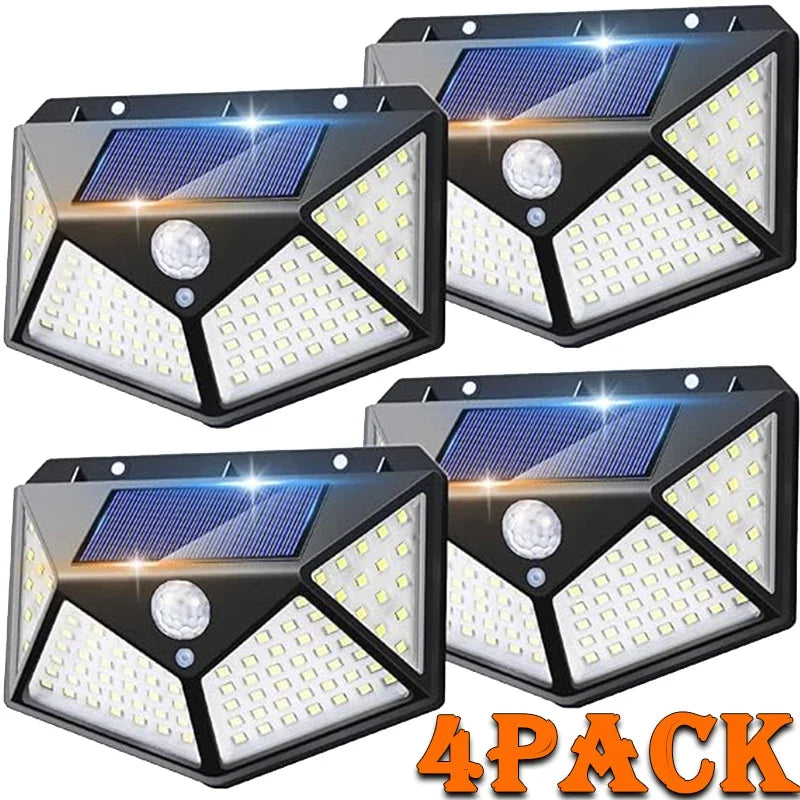 1/2/4Pcs 100 LED, Solar Wall Lights Outdoor Solar Lamp Motion Sensor Solar Powered Sunlight Street Light for Garden Night Light