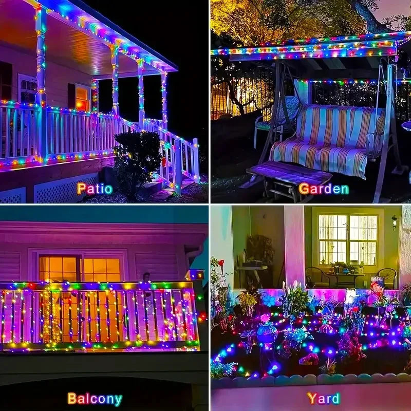 Lights Solar Gardenig,String Lights with 8 Modes Waterproof Wire Lights for Patio Yard Trees Christmas Party