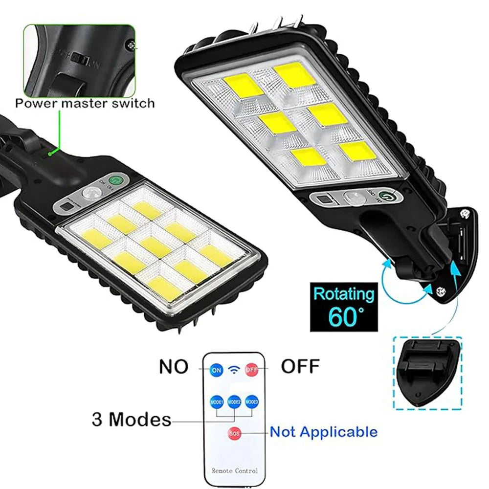108 LED Solar Lights Outdoor With 3 Mode Waterproof Motion Sensor Security Lighting LED Wall Street Lamp for Garden Patio Path