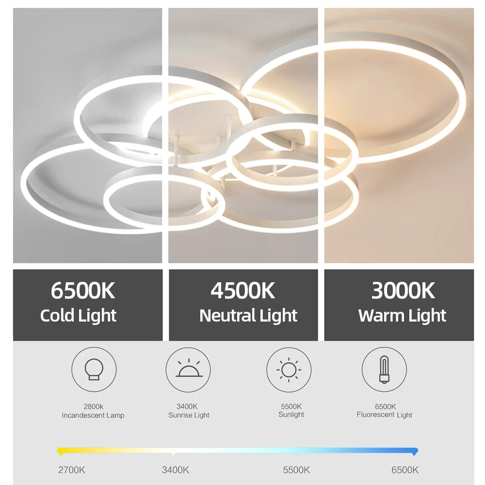 Modern Ceiling Chandelier Dimmable Ceiling Lamp LED Lights Indoor Lighting Fixtures for Home Living Study Room Bedroom Luminaire