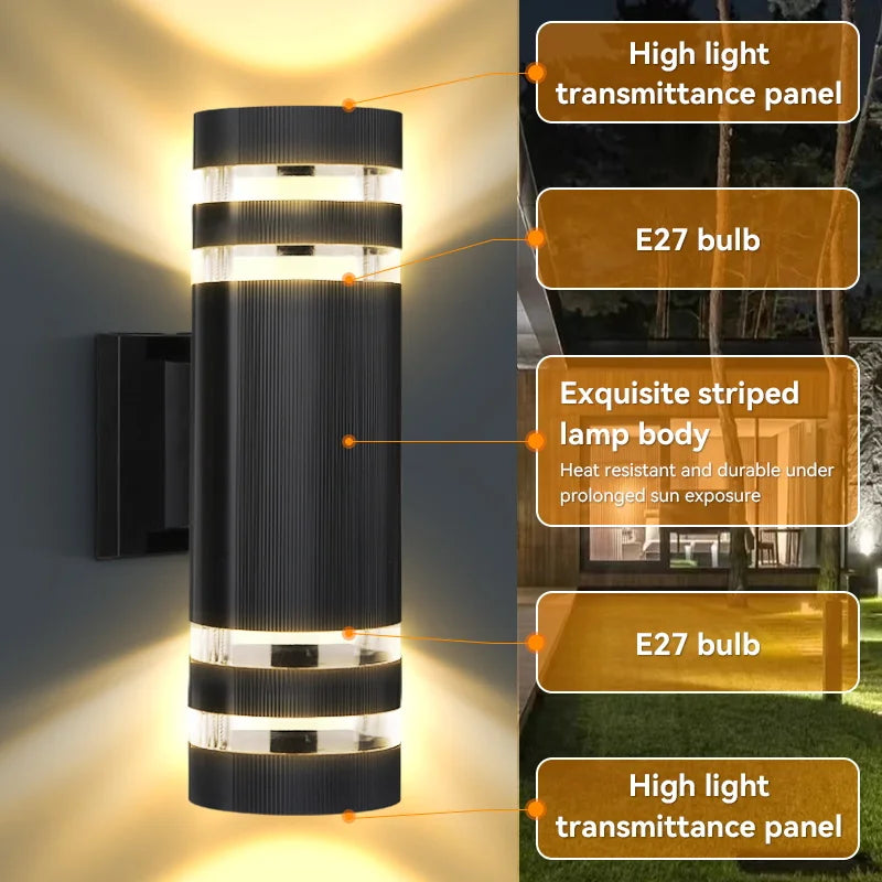 Outdoor LED Wall Lights E27 Up Down Exterior Wall Sconce IP65 Waterproof Led Sconce Lamp for Porch Front Door Garden Wall Lamp